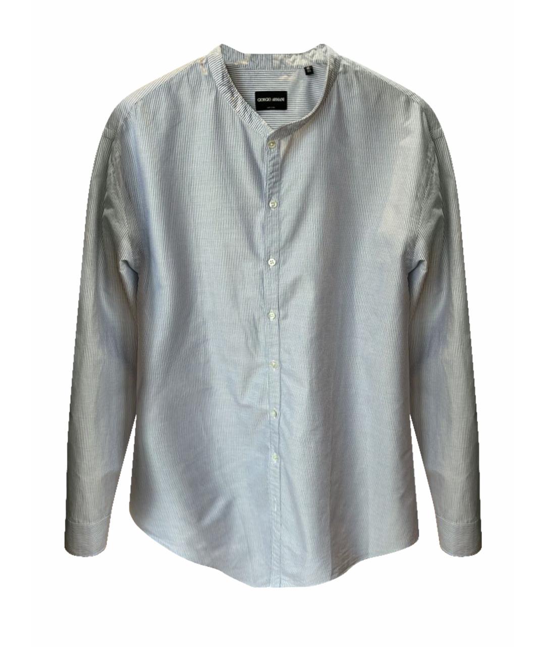 GIORGIO ARMANI Голубая хлопко-шелковая кэжуал рубашка, фото 1