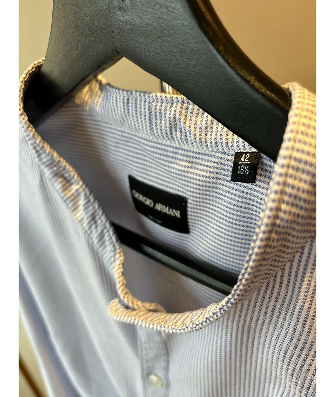 GIORGIO ARMANI Голубая хлопко-шелковая кэжуал рубашка, фото 8