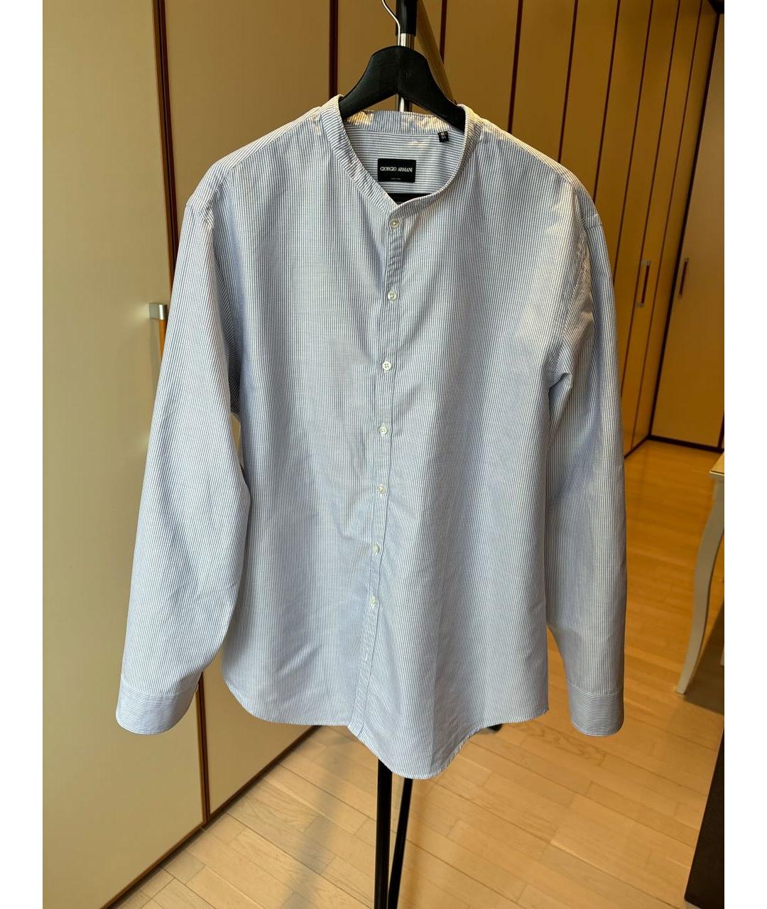 GIORGIO ARMANI Голубая хлопко-шелковая кэжуал рубашка, фото 9