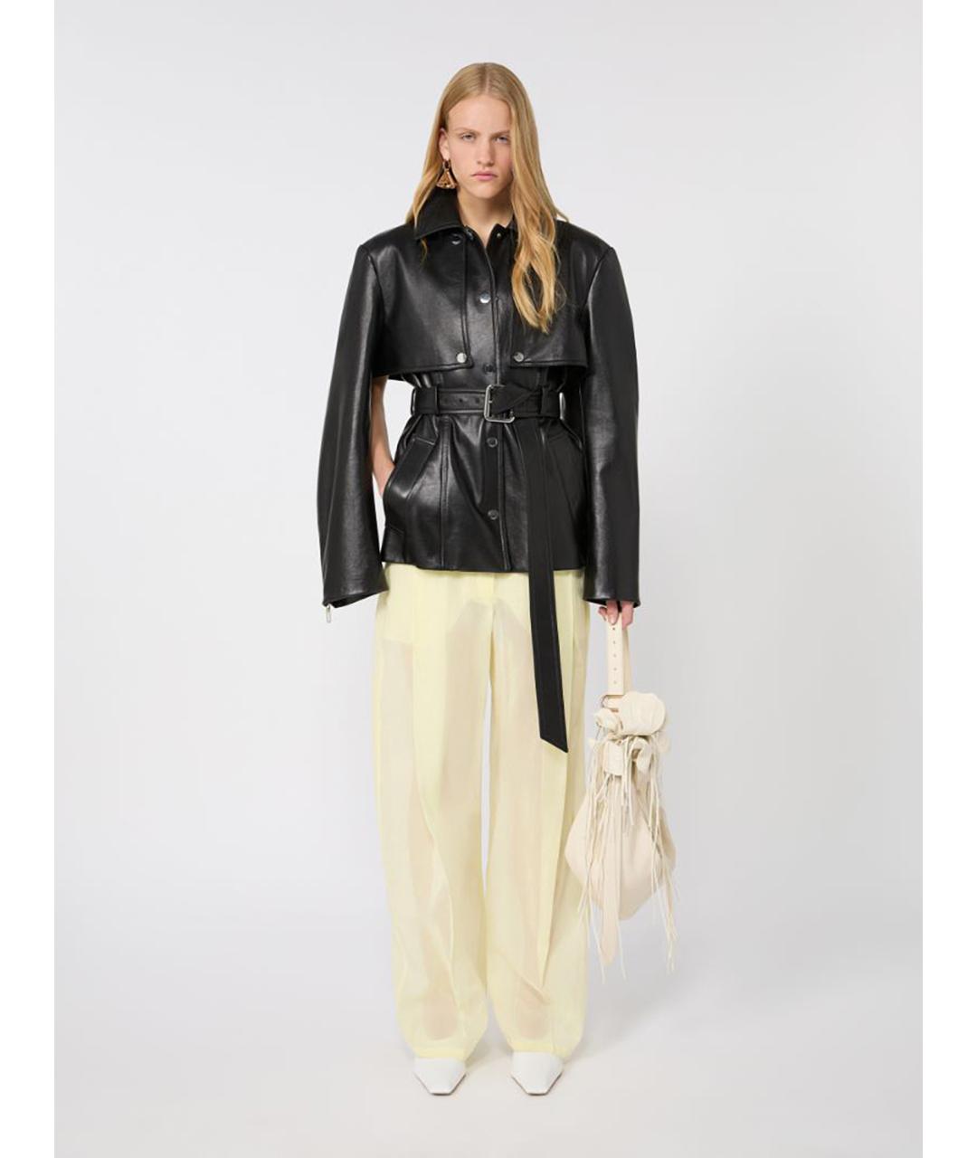 SPORTMAX Черная кожаная куртка, фото 2