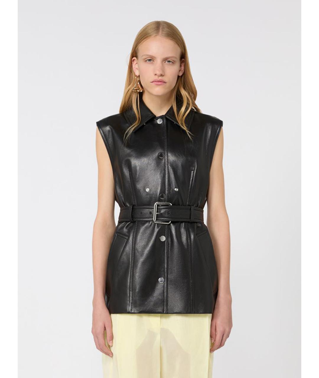 SPORTMAX Черная кожаная куртка, фото 3