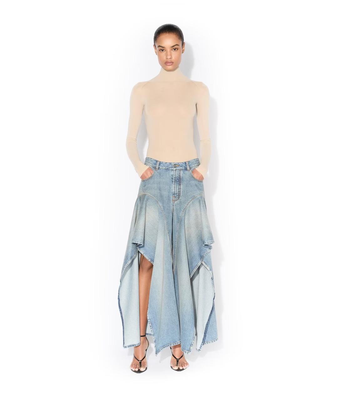 ALAIA Голубые хлопковые прямые джинсы, фото 3