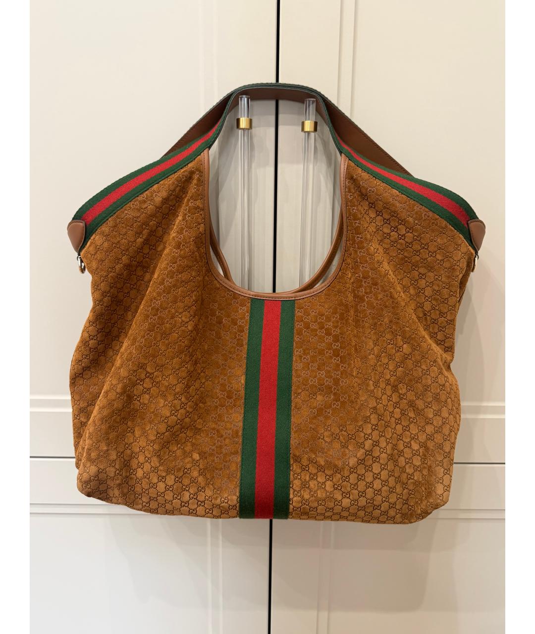 GUCCI Коричневая замшевая сумка тоут, фото 3