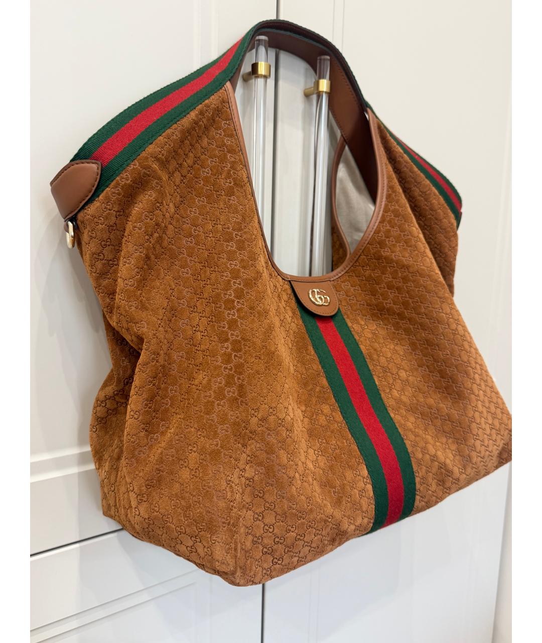 GUCCI Коричневая замшевая сумка тоут, фото 2