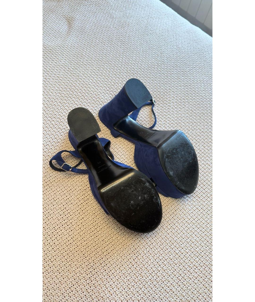 SAINT LAURENT Темно-синие замшевые босоножки, фото 5