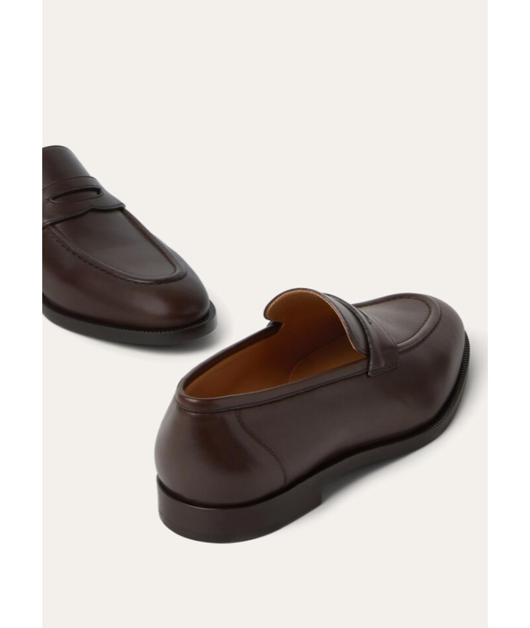 LORO PIANA Коричневые кожаные лоферы, фото 4