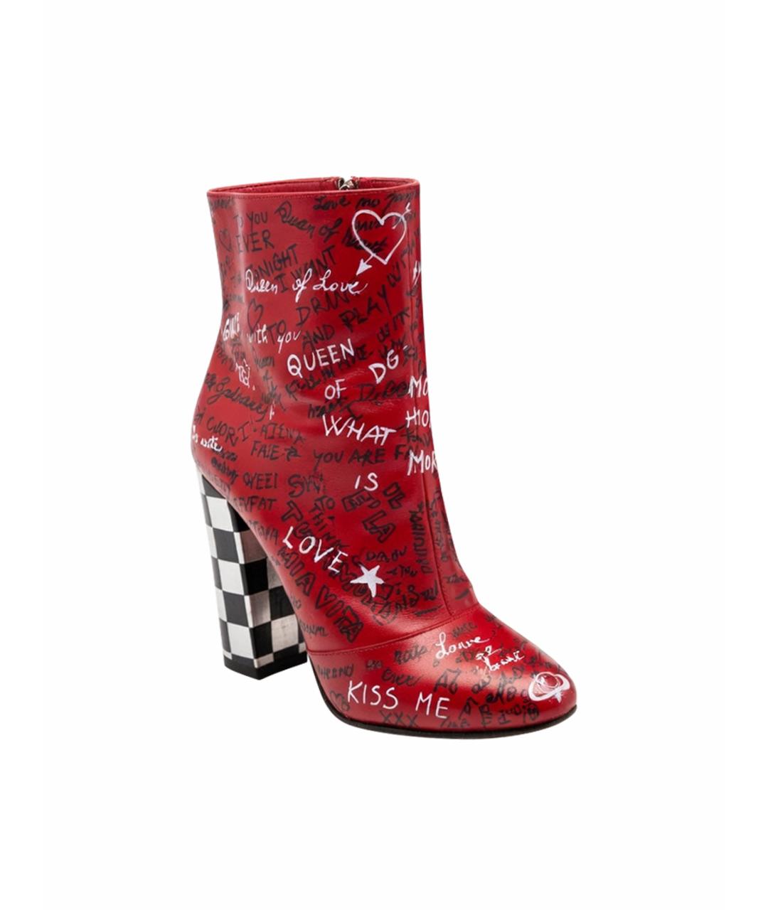 DOLCE&GABBANA Красные кожаные ботильоны, фото 1