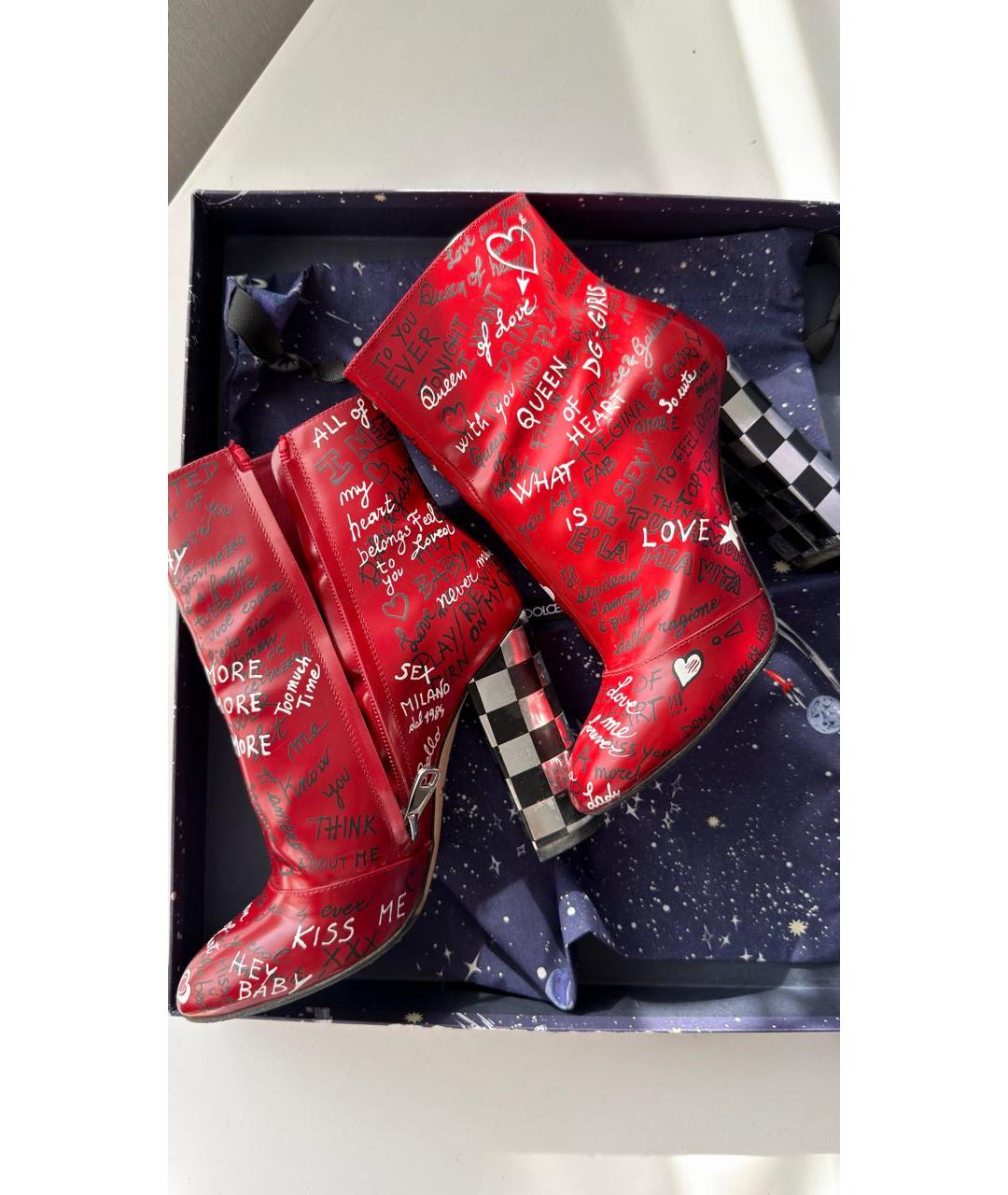 DOLCE&GABBANA Красные кожаные ботильоны, фото 6