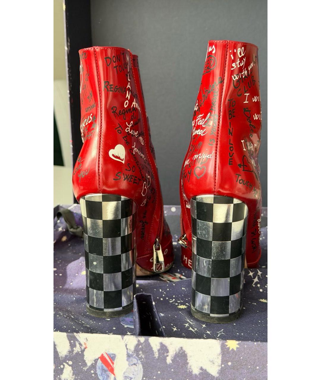 DOLCE&GABBANA Красные кожаные ботильоны, фото 4