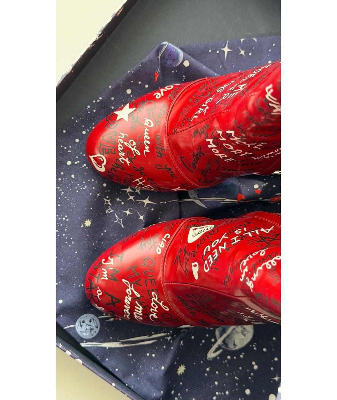 DOLCE&GABBANA Красные кожаные ботильоны, фото 2