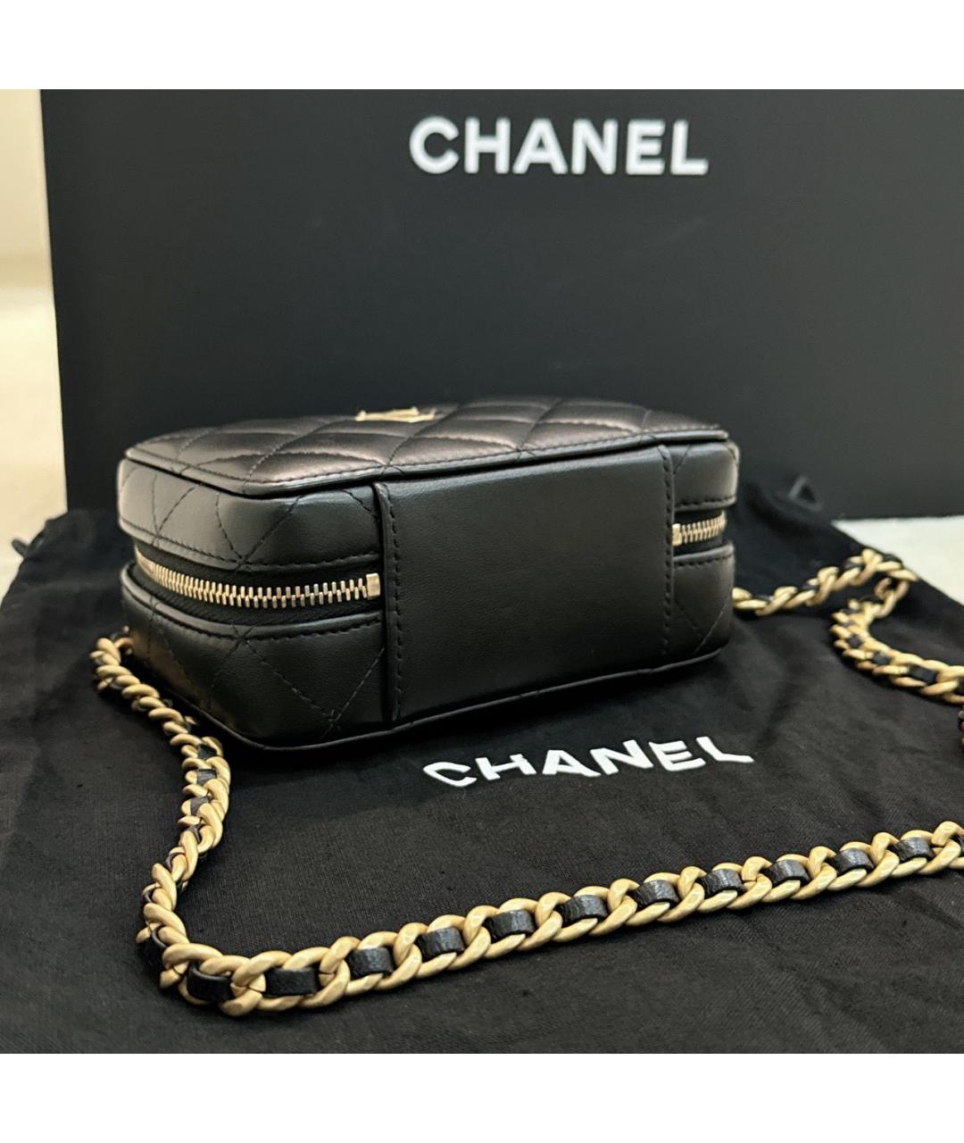 CHANEL Черная кожаная сумка с короткими ручками, фото 4