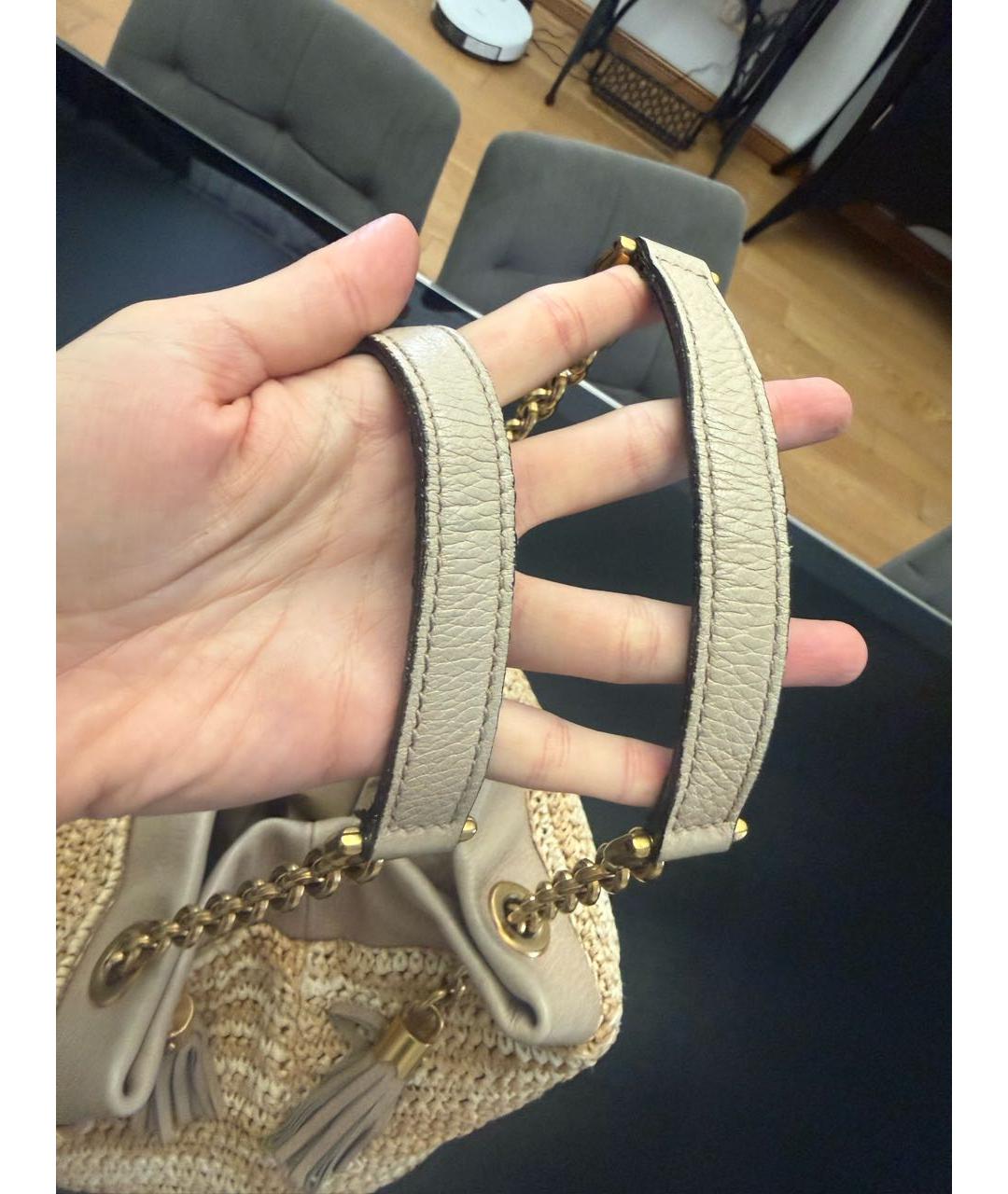 DOLCE&GABBANA Бежевая пелетеная пляжная сумка, фото 4