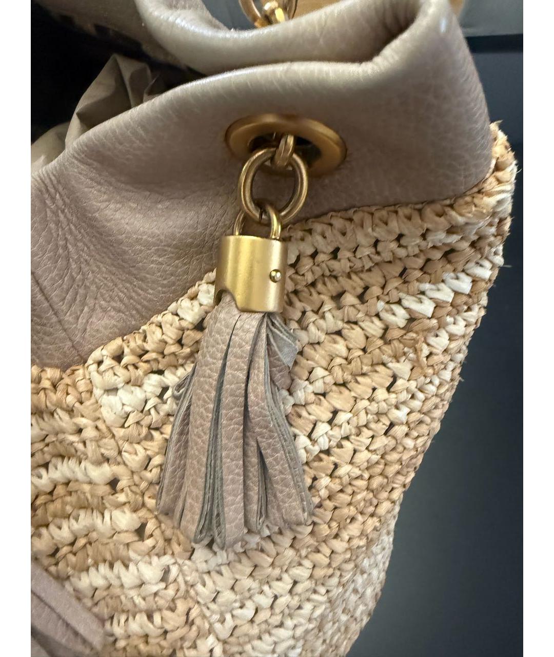 DOLCE&GABBANA Бежевая пелетеная пляжная сумка, фото 5