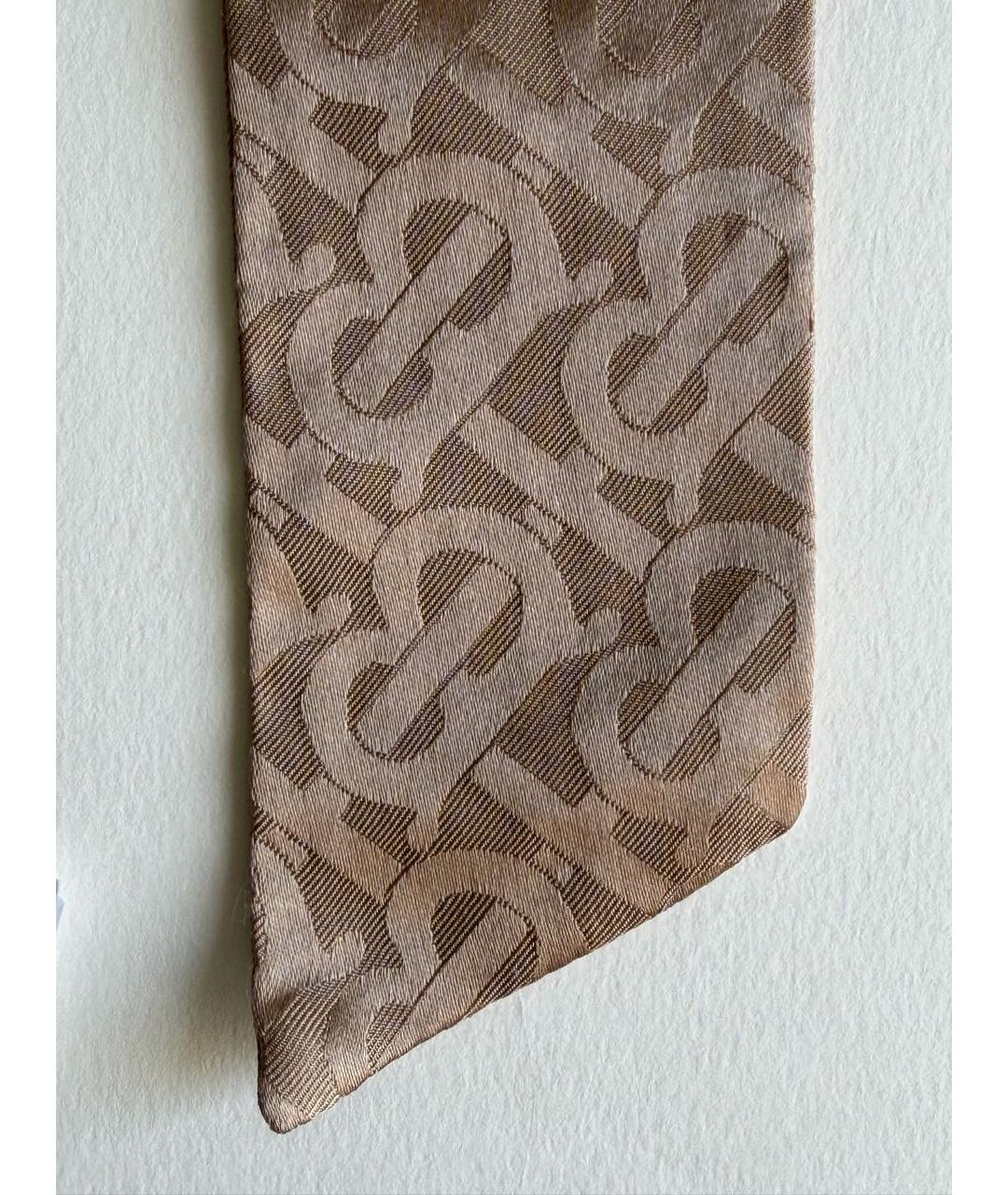 BURBERRY Бежевый шелковый шарф, фото 3