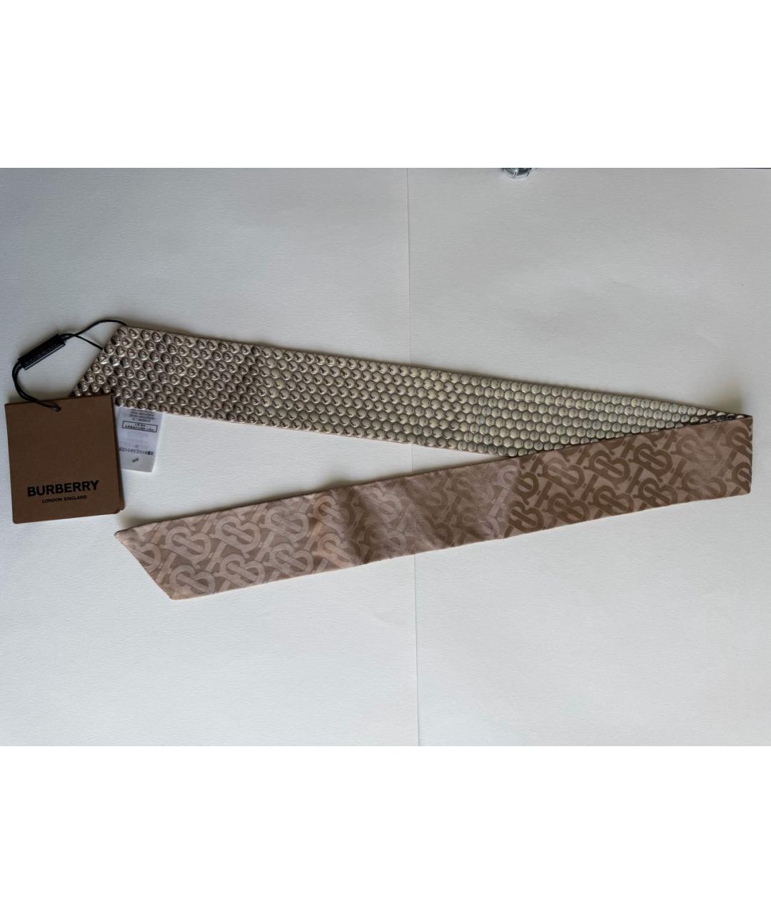 BURBERRY Бежевый шелковый шарф, фото 6