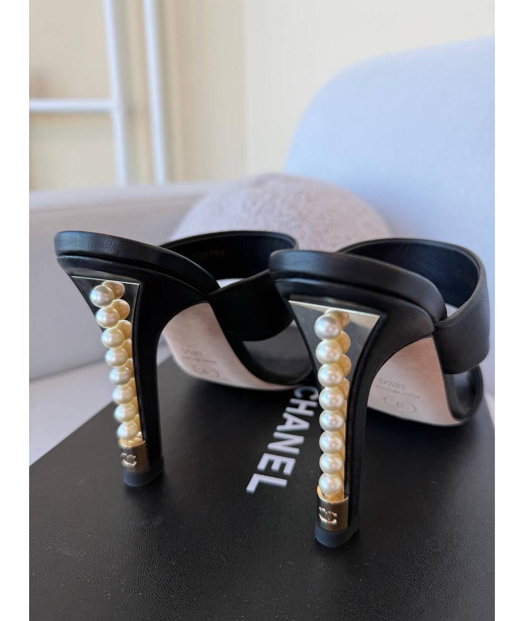 CHANEL Черные кожаные мюли, фото 6