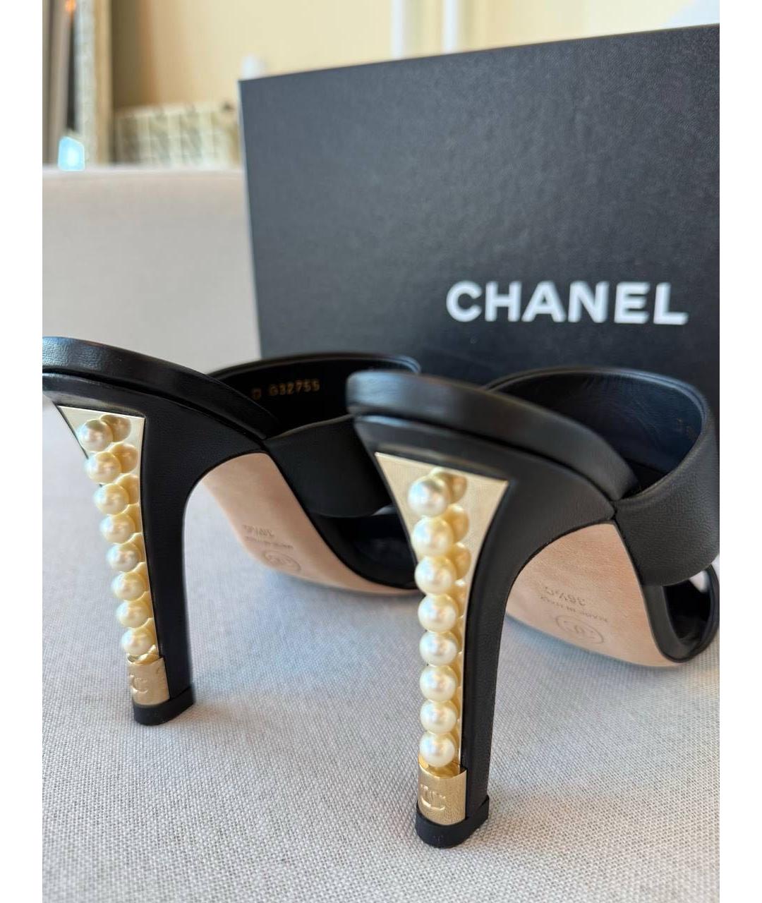CHANEL Черные кожаные мюли, фото 8