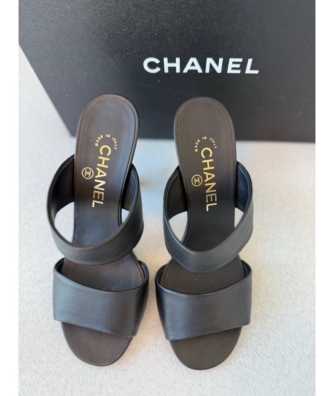 CHANEL Черные кожаные мюли, фото 7