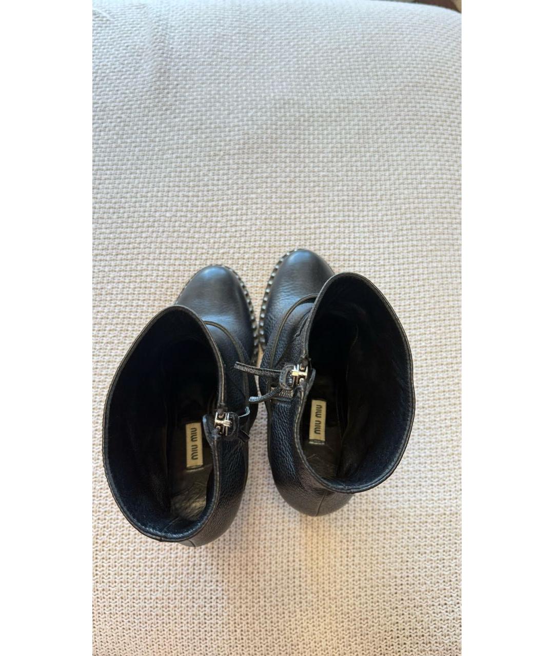 MIU MIU Черные кожаные ботильоны, фото 3