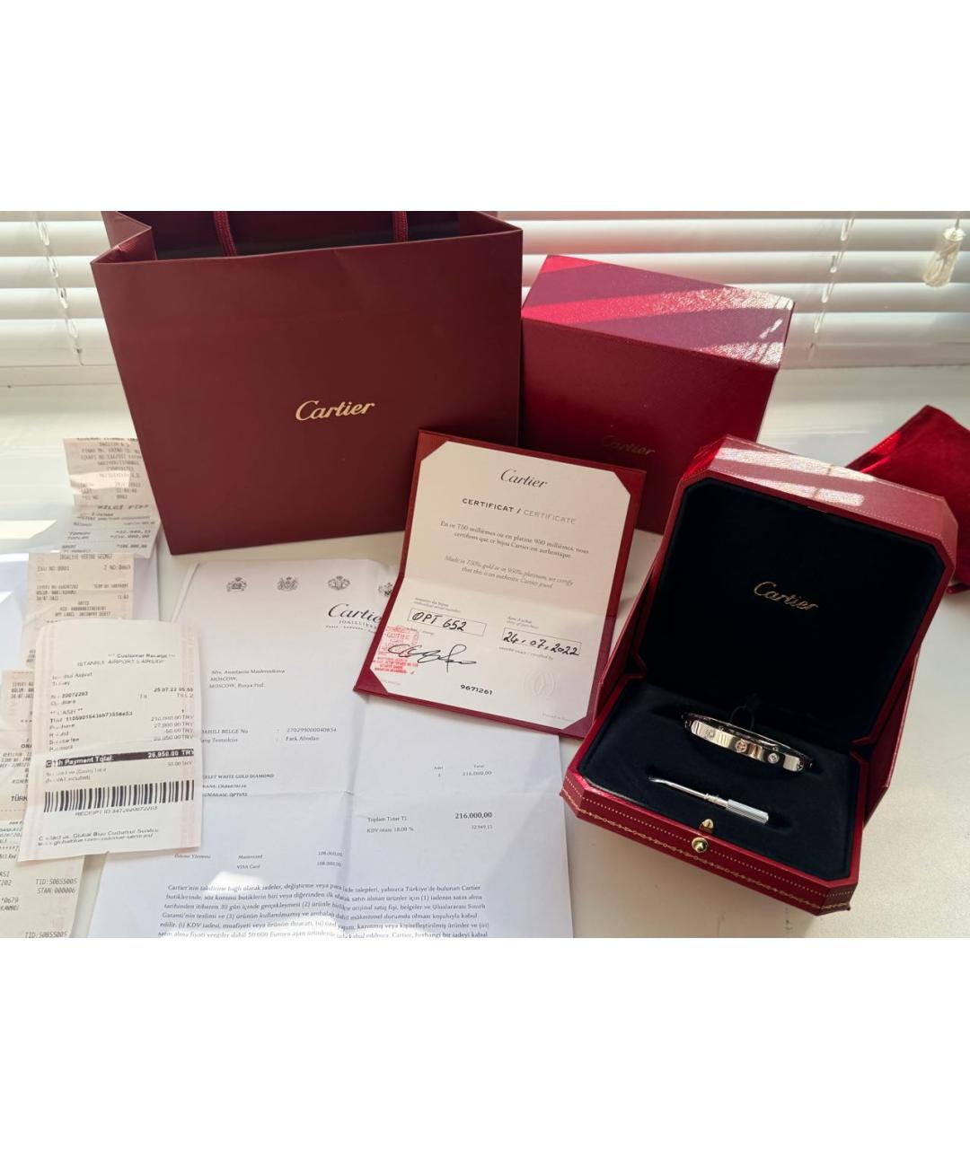 CARTIER Серебрянный браслет из белого золота, фото 4