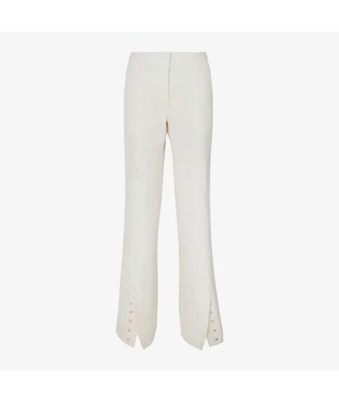 JIL SANDER Белые шерстяные прямые брюки, фото 7