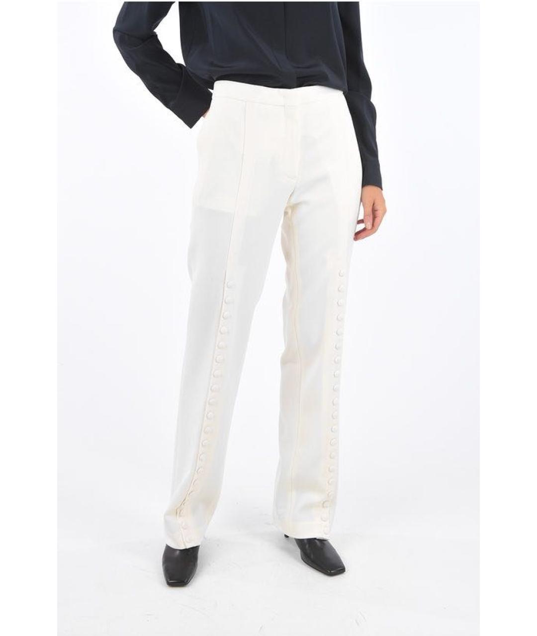 JIL SANDER Белые шерстяные прямые брюки, фото 6