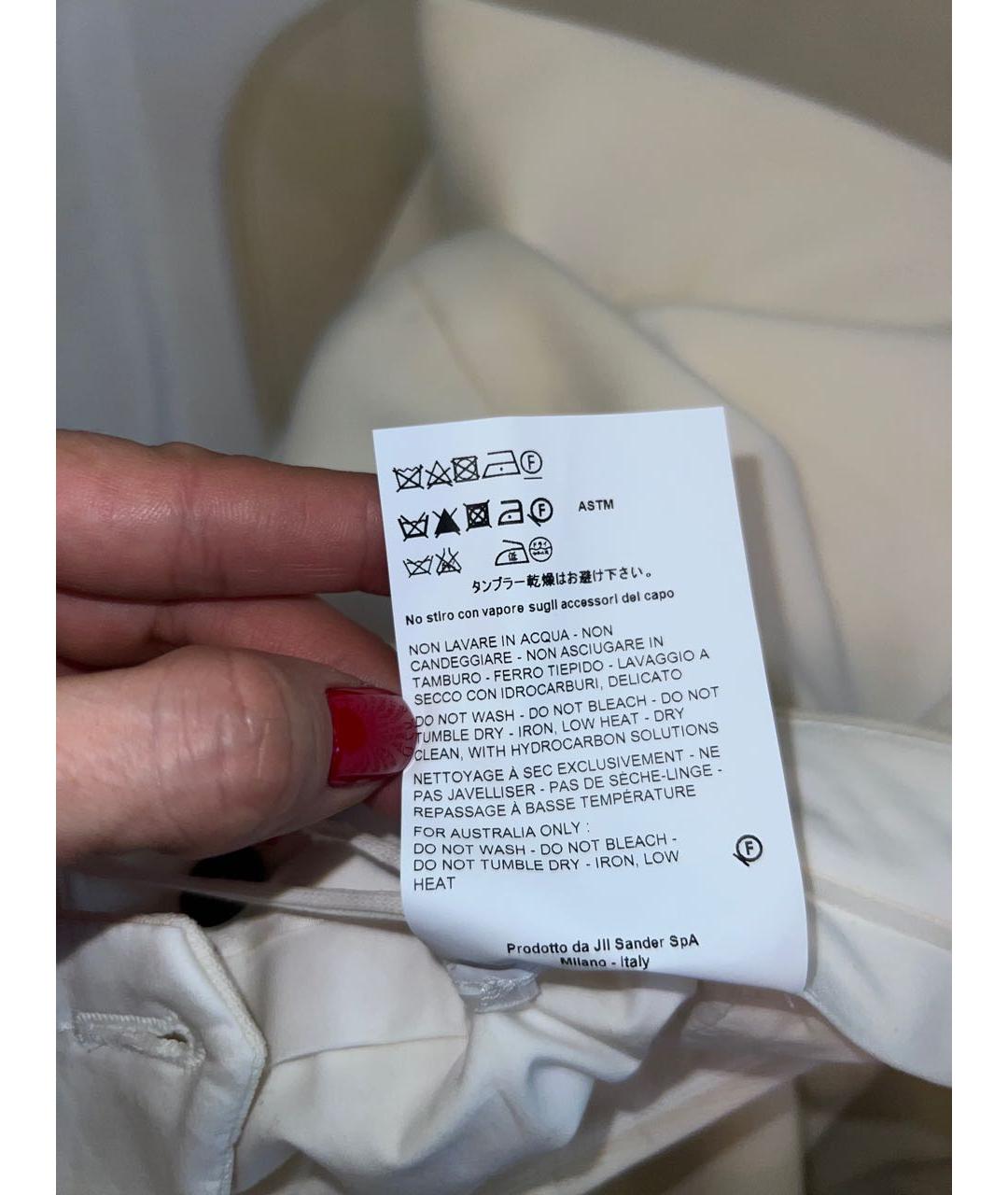 JIL SANDER Белые шерстяные прямые брюки, фото 5