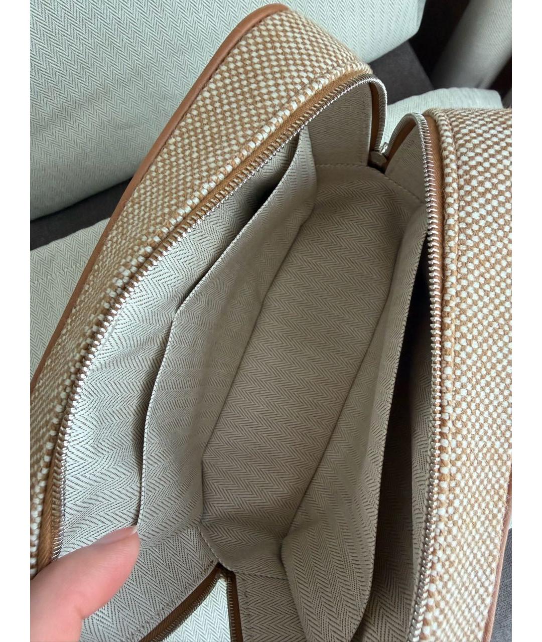 HERMES Бежевая шерстяная косметичка, фото 4