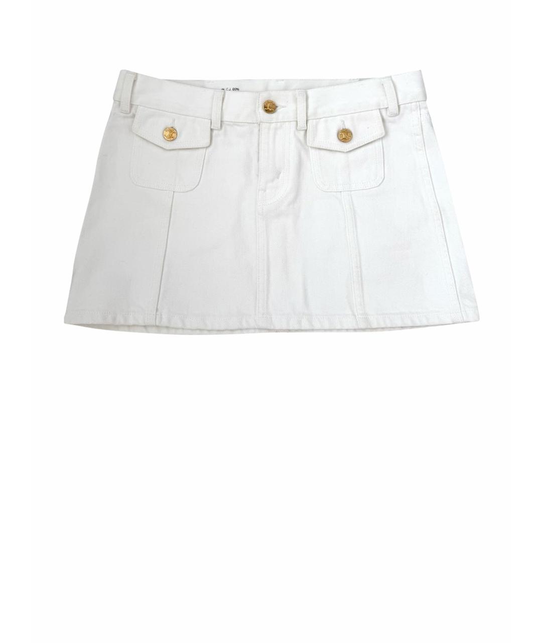 CELINE Белая хлопковая юбка мини, фото 1