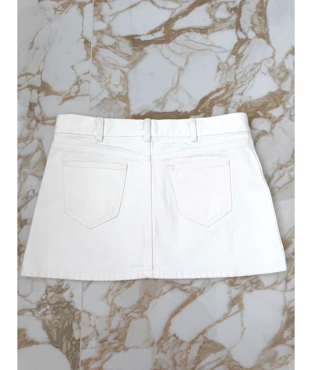 CELINE Белая хлопковая юбка мини, фото 4