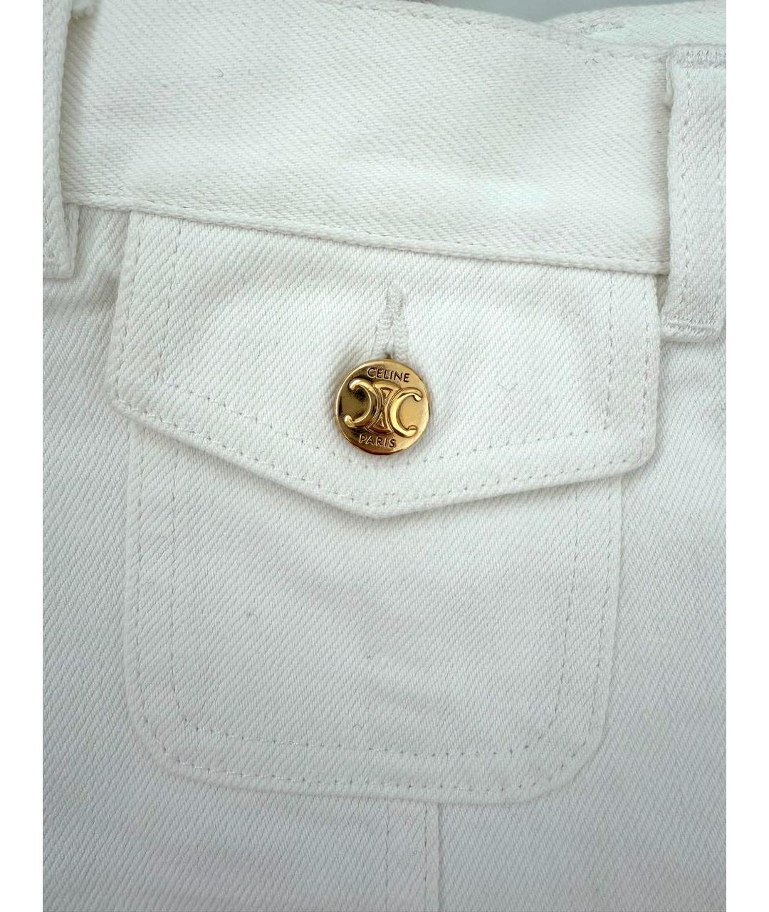 CELINE Белая хлопковая юбка мини, фото 3