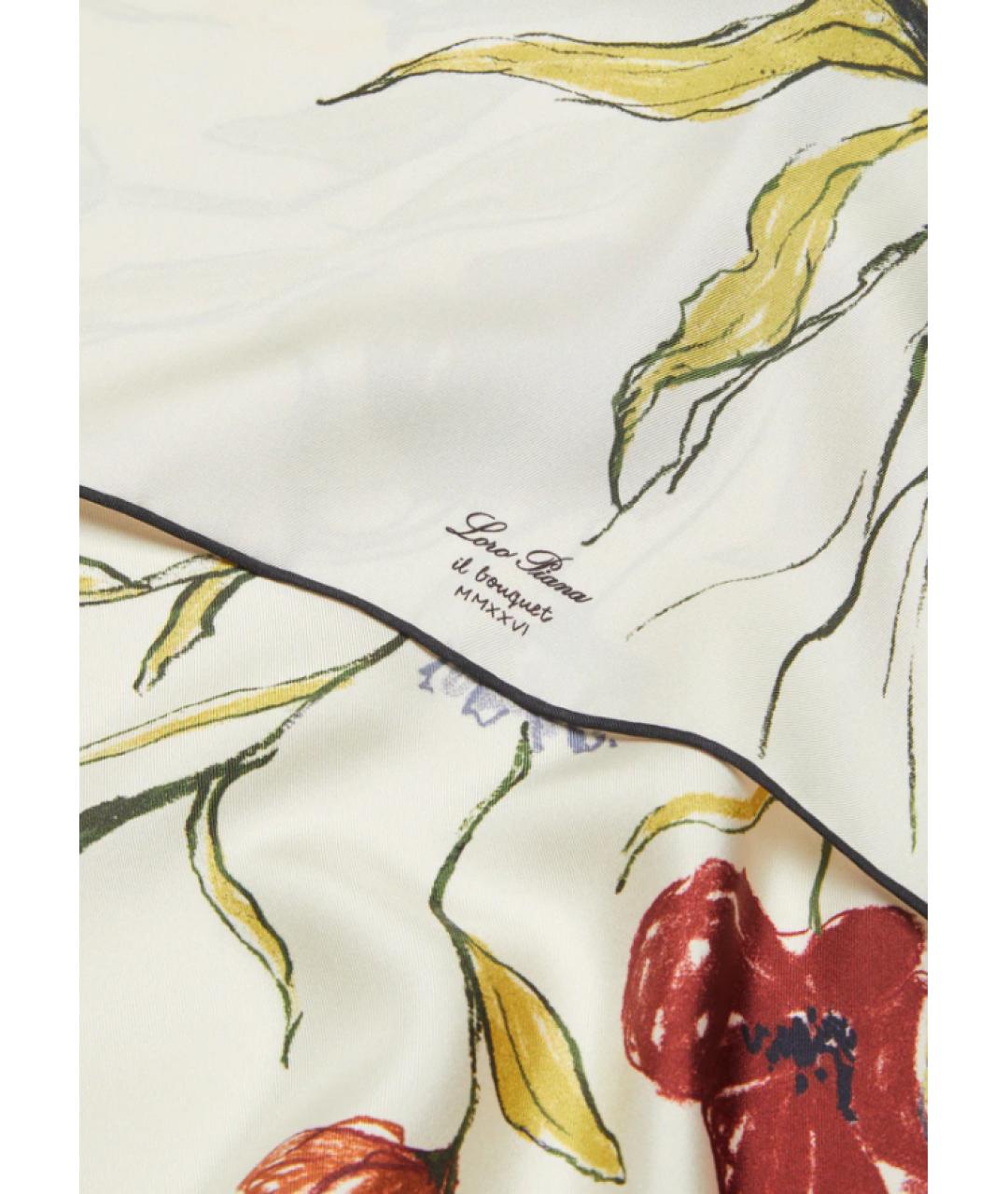 LORO PIANA Белый шелковый платок, фото 2