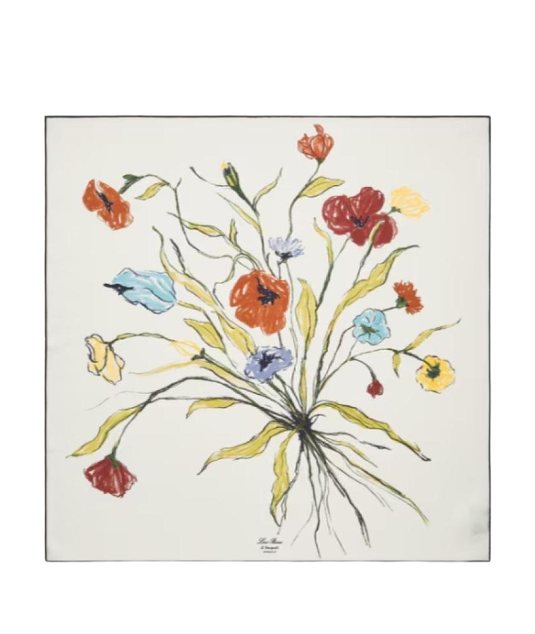 LORO PIANA Белый шелковый платок, фото 1