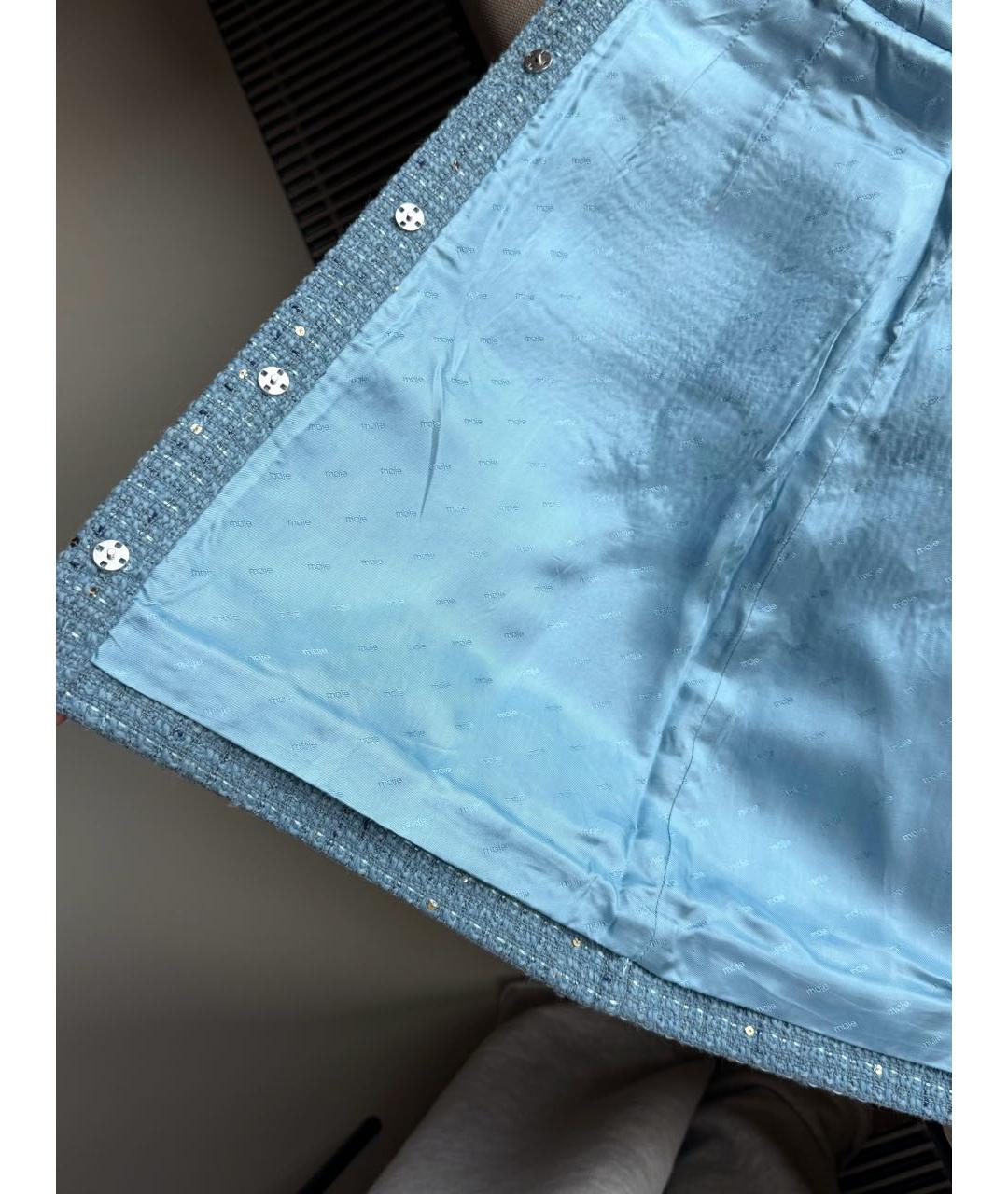 MAJE Голубое твидовое повседневное платье, фото 7