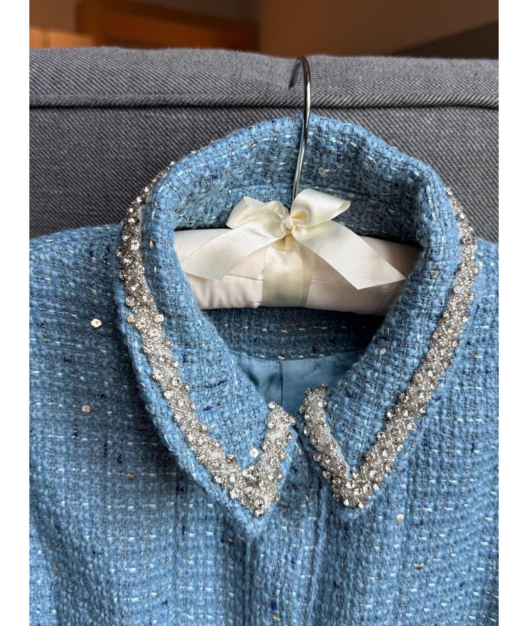 MAJE Голубое твидовое повседневное платье, фото 3