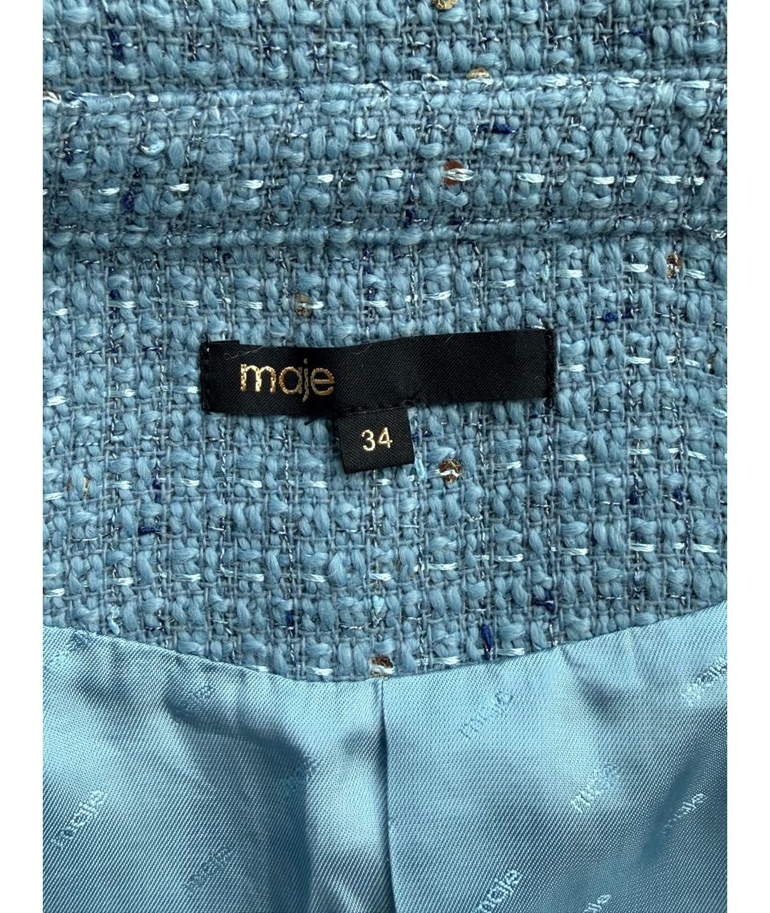 MAJE Голубое твидовое повседневное платье, фото 6