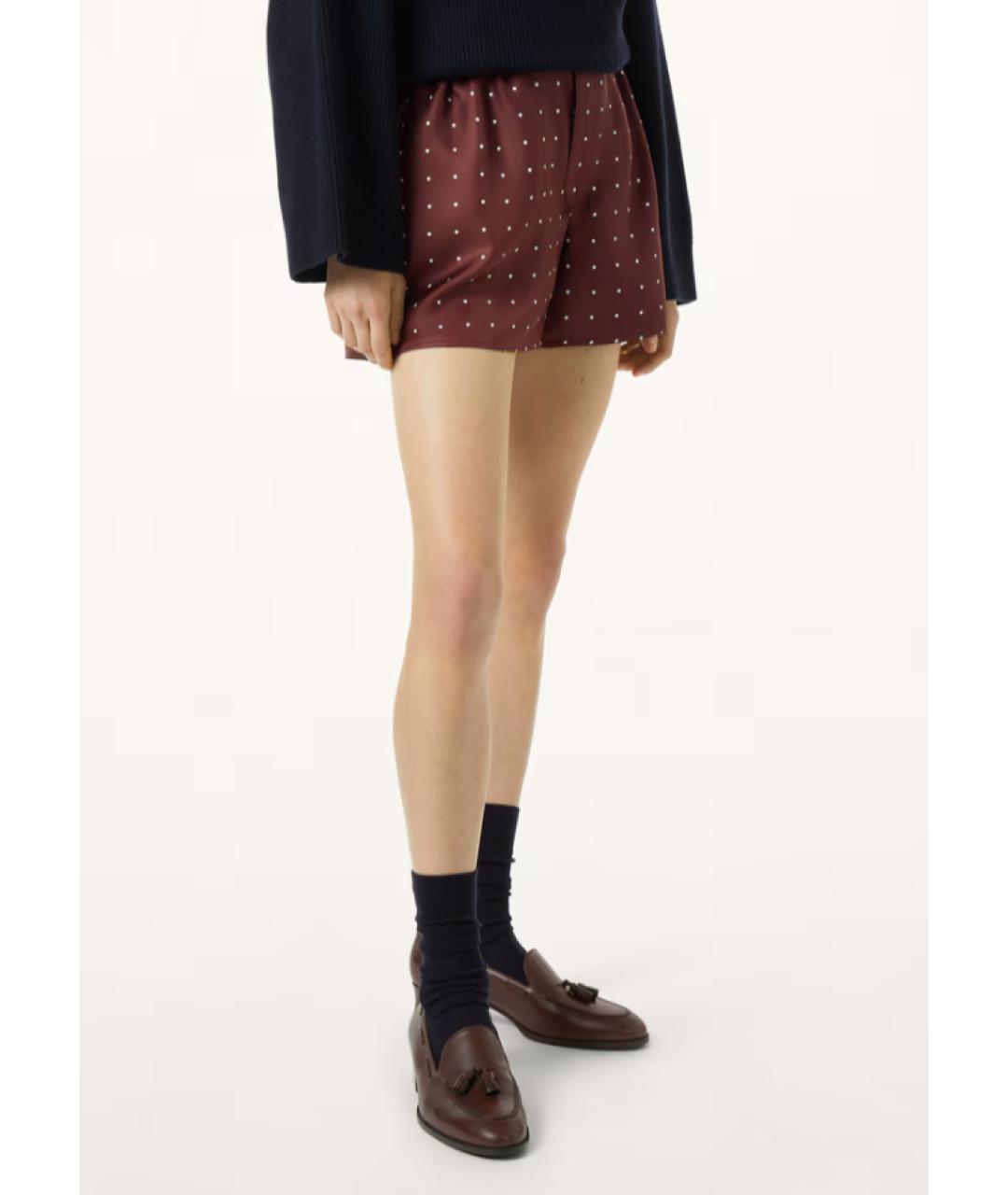 LORO PIANA Бордовые шелковые шорты, фото 5