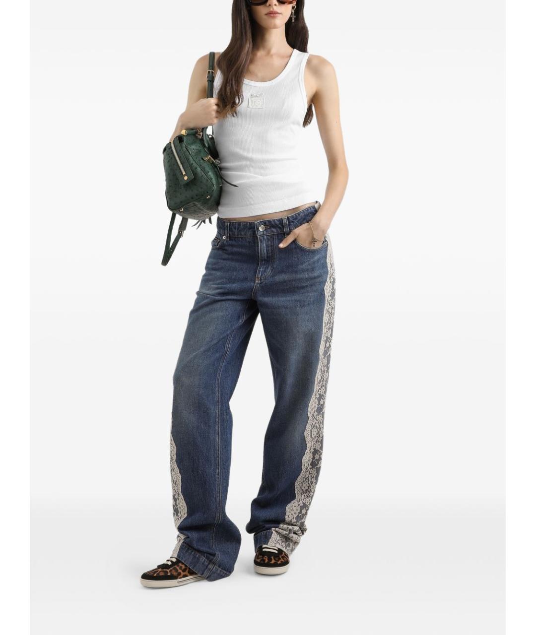 DOLCE&GABBANA Синие хлопковые прямые джинсы, фото 3