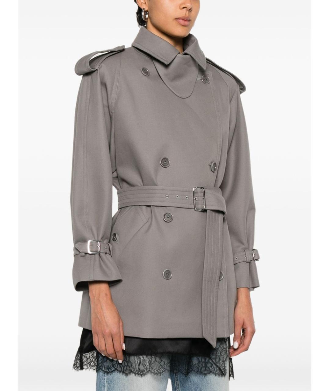 MAX MARA Серый хлопковый тренч/плащ, фото 4