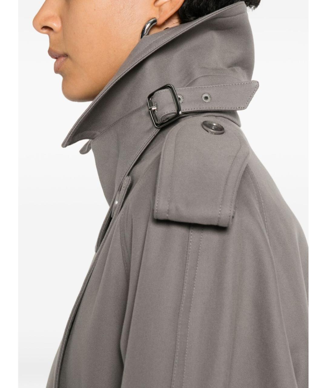 MAX MARA Серый хлопковый тренч/плащ, фото 2