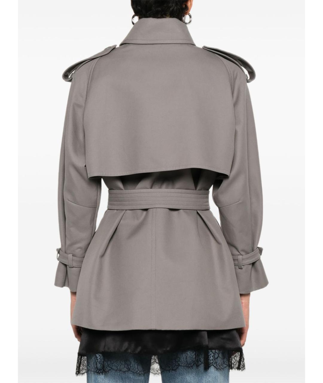 MAX MARA Серый хлопковый тренч/плащ, фото 3