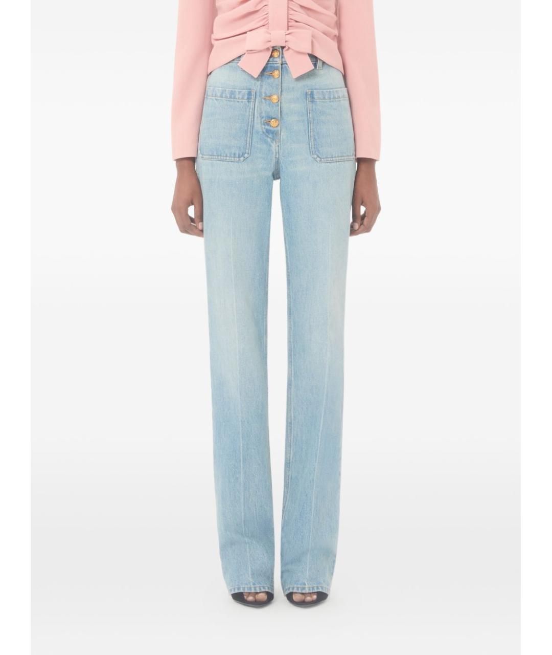 VALENTINO Голубые хлопковые прямые джинсы, фото 2