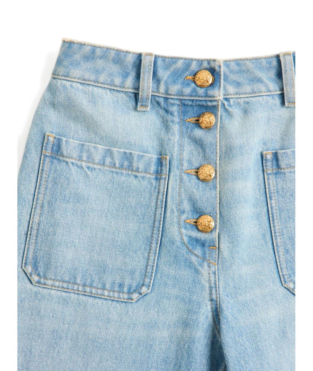 VALENTINO Голубые хлопковые прямые джинсы, фото 4