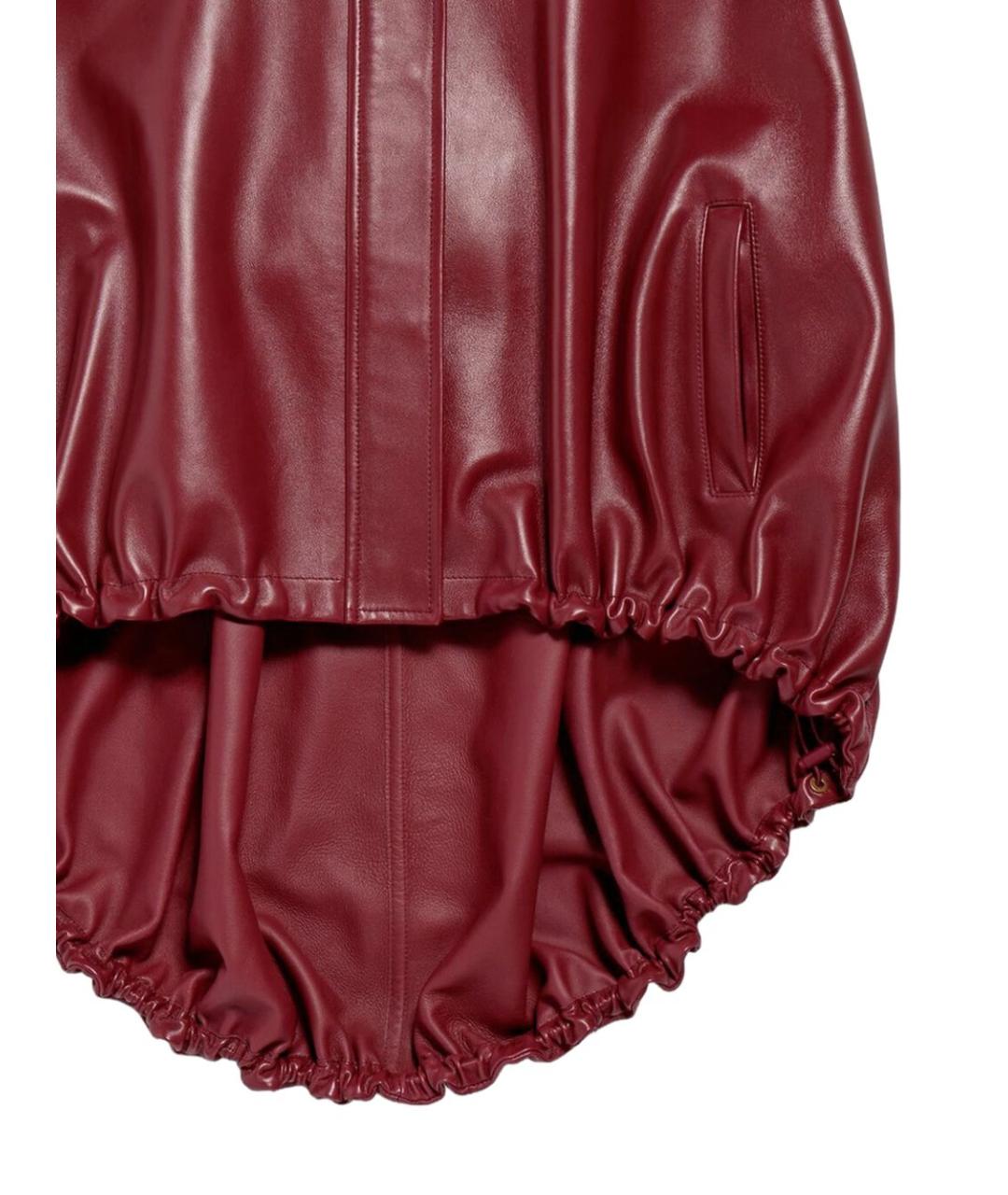 BALENCIAGA Бордовая кожаная куртка, фото 2
