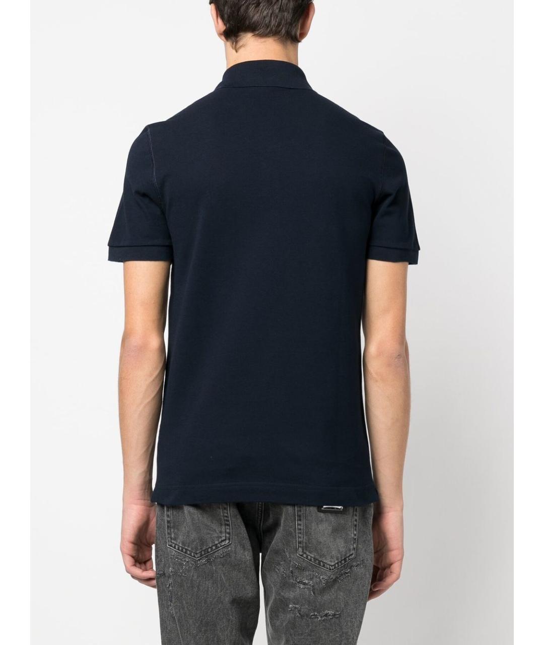 DOLCE&GABBANA Темно-синее хлопковое поло с коротким рукавом, фото 5