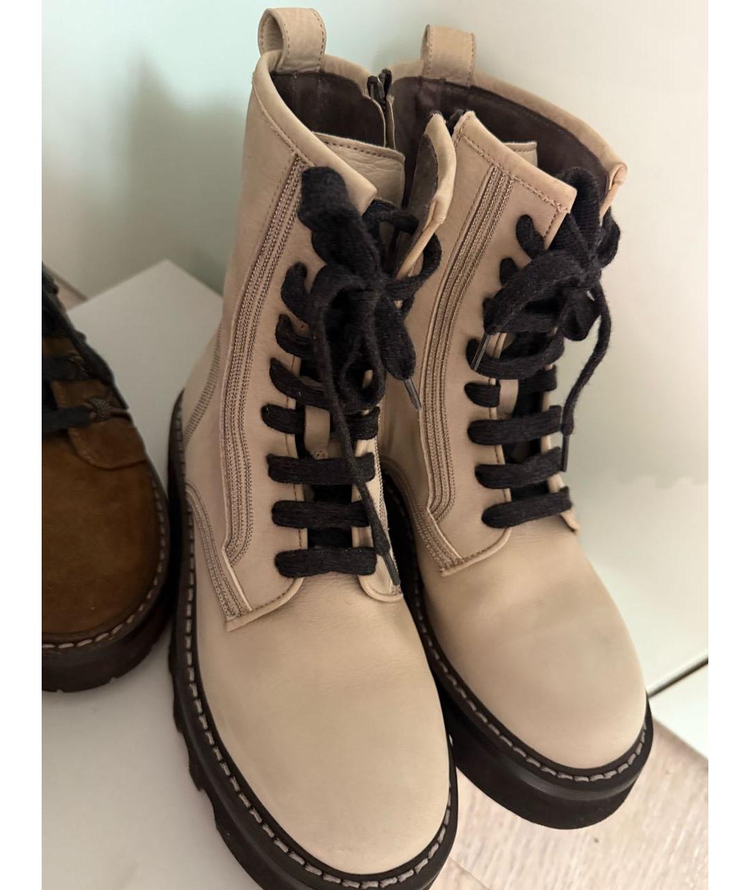 BRUNELLO CUCINELLI Бежевые нубуковые ботинки, фото 4