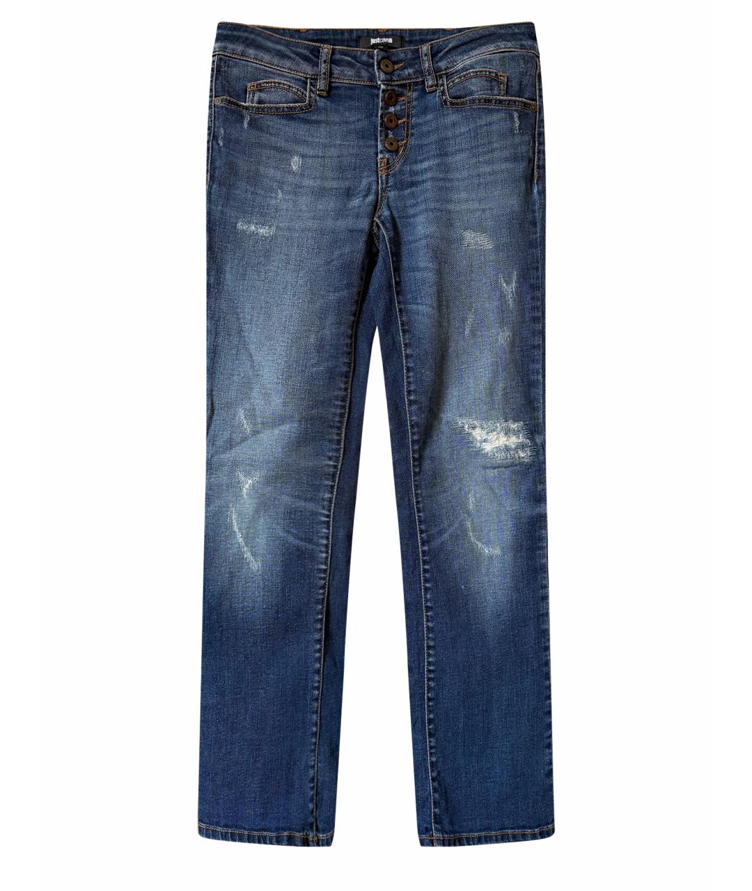 JUST CAVALLI Голубые хлопковые прямые джинсы, фото 1