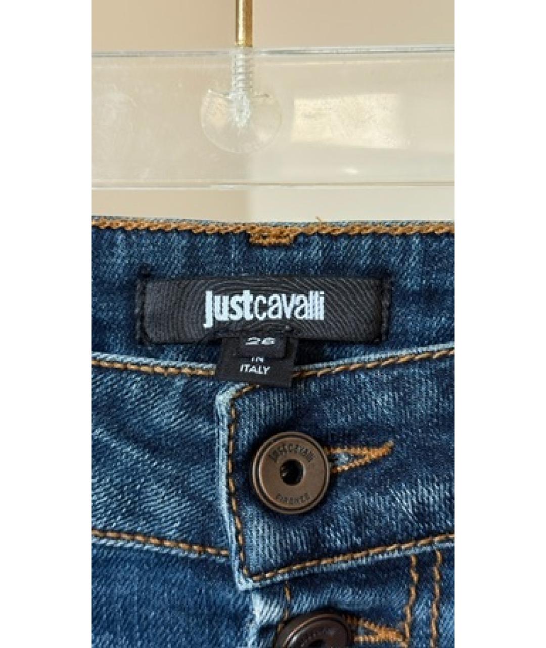 JUST CAVALLI Голубые хлопковые прямые джинсы, фото 5