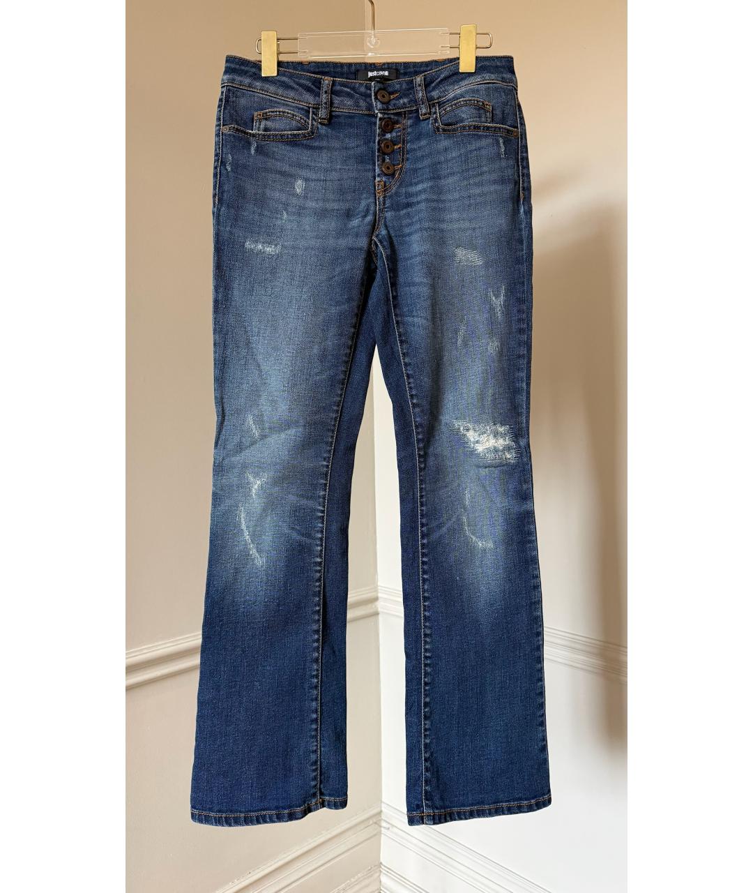 JUST CAVALLI Голубые хлопковые прямые джинсы, фото 6