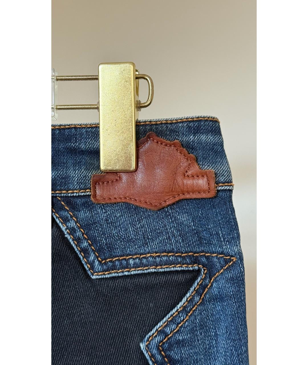 JUST CAVALLI Голубые хлопковые прямые джинсы, фото 3